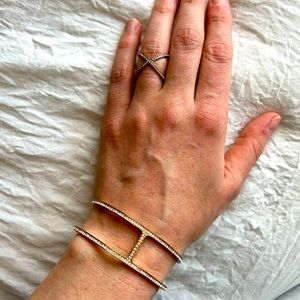 Michael Kors rose gold pave cross ring